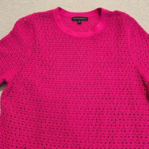 Banana Republic Fuschia Pink Open Knit Sweater Dress with Underslip Size M - Picture 2 of 12